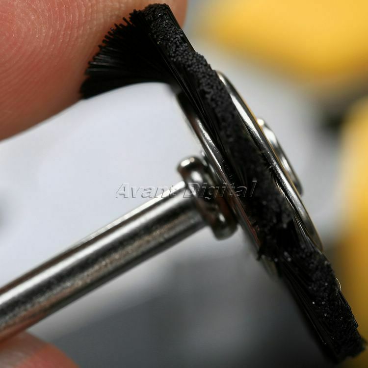 5x 25mm Nylon Bristle Flat Wheel Wire Brush 1/8" Shank Grinder Power Rotary Tool