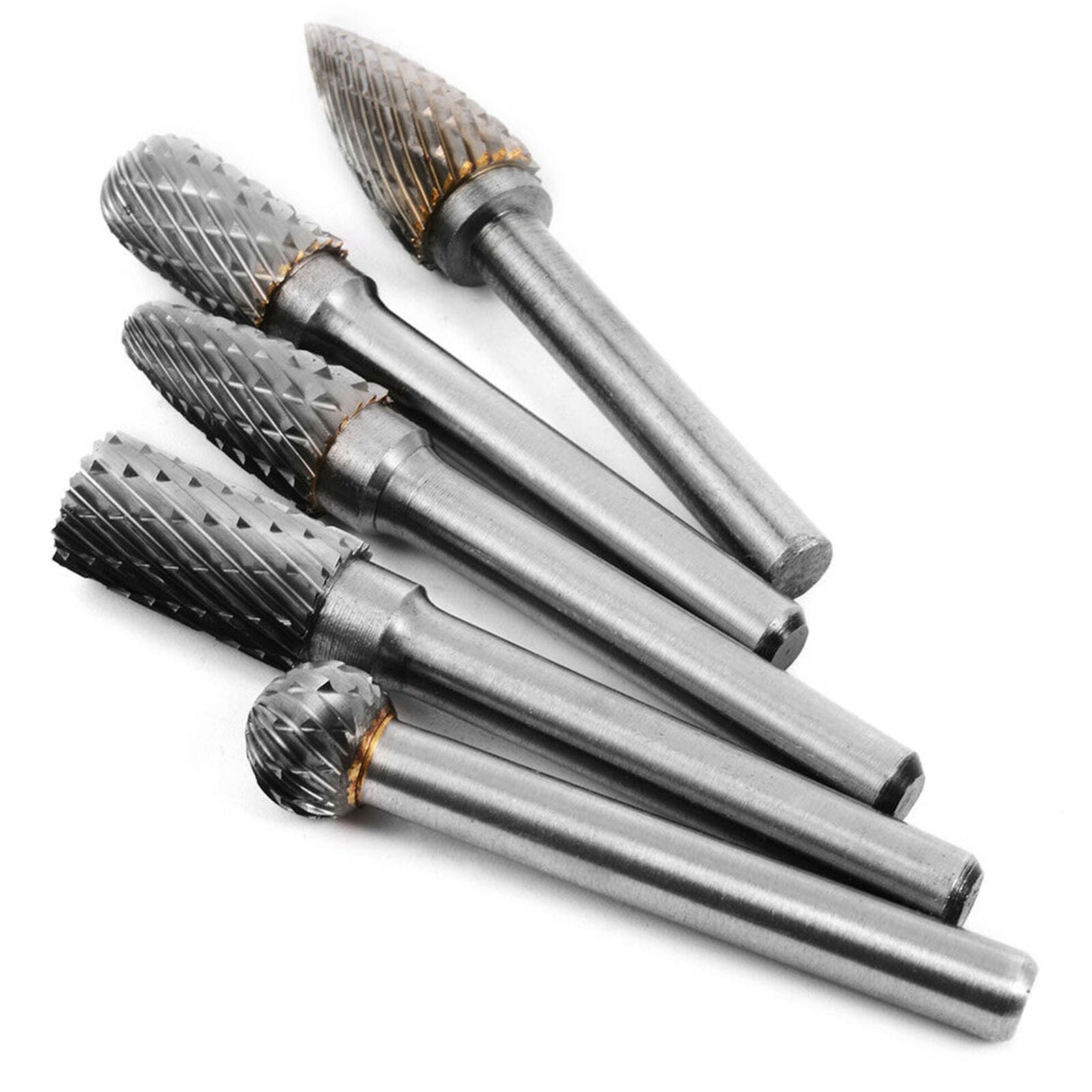 5x Tungsten Carbide Burr 1/4" 6mm Rotary Cutter Files Set CNC Engraving CED 10mm