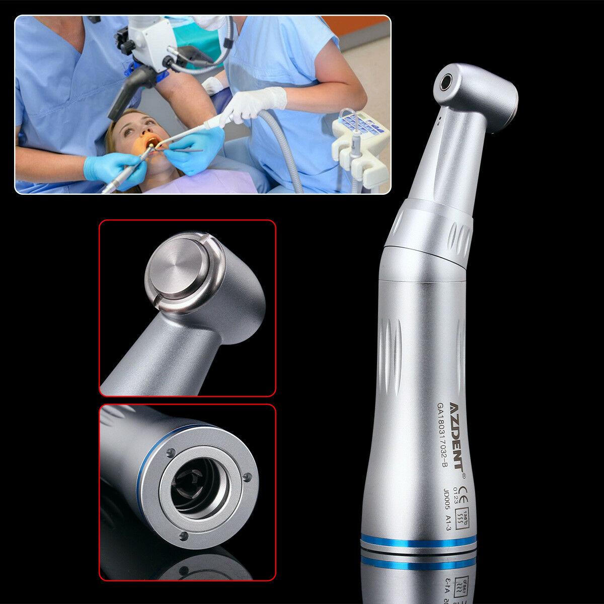 Dental NSK Style Inner Water Spray Contra Angle Push Button Low Speed Handpiece