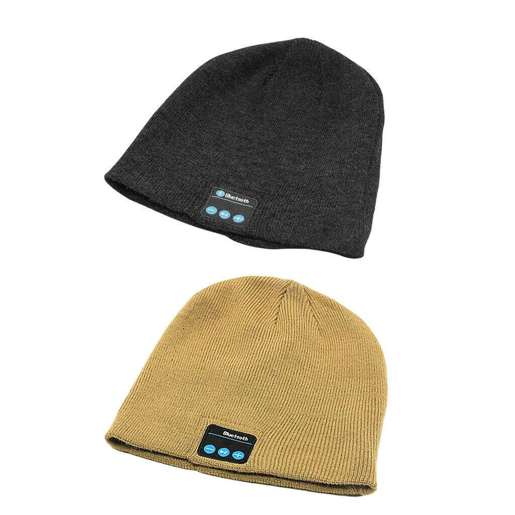 2x Headphones with Speaker, Knitted Music Beanie Hat, Stereo Headphones And