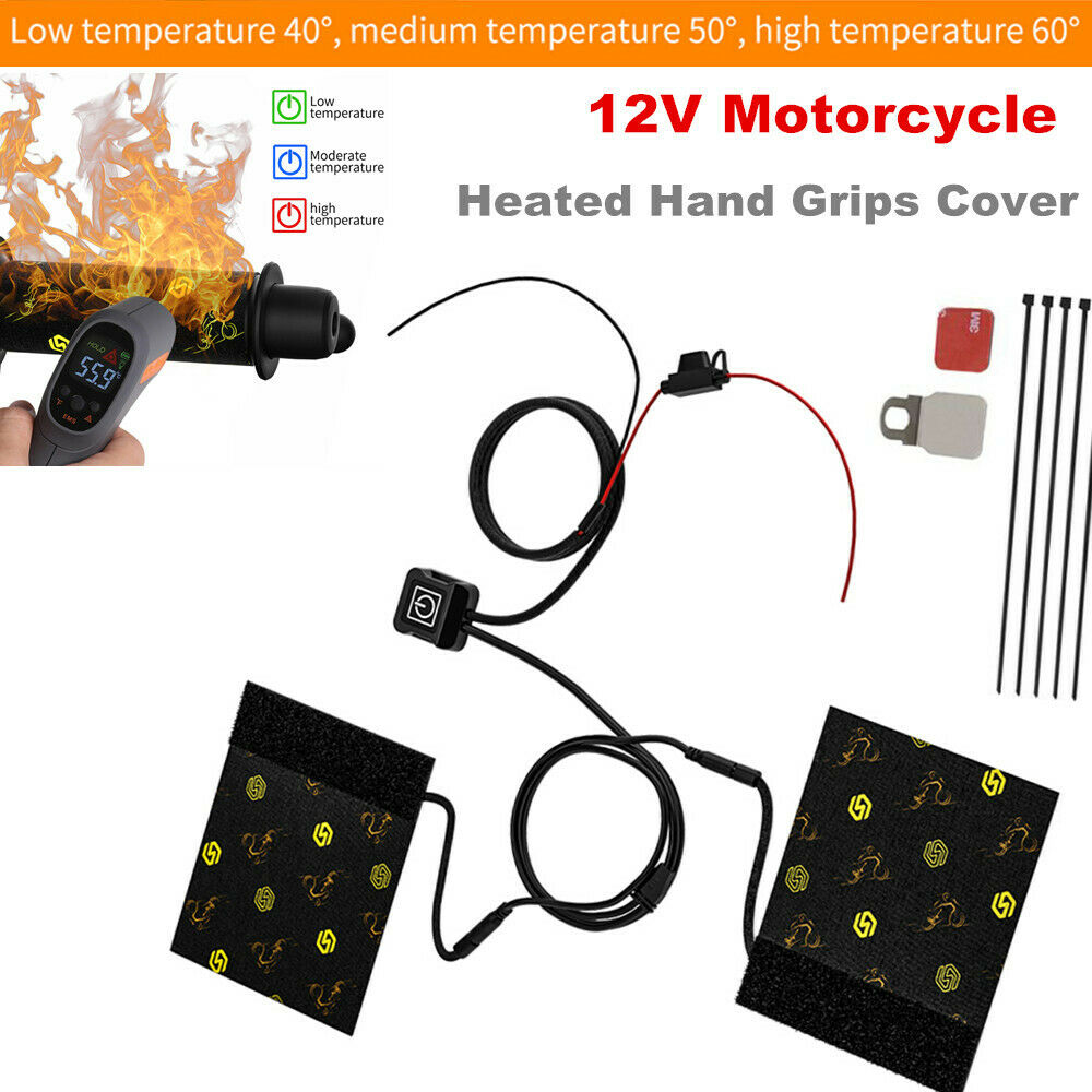 12V Motorcycle Heated Hand Grips Cover Handlebar Warm Heater Shrinkable Sleeve