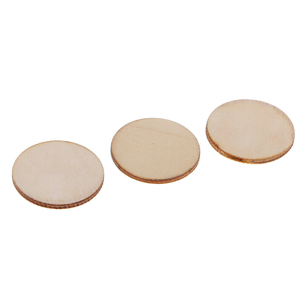 100x Blank Wood Plaque Pieces for DIY Painting Drawing Engraving Craft 35mm