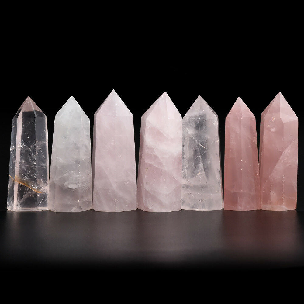 50-60mm Natural Rock Pink Rose Quartz Crystal Wand Point Healing Stone Wholesale