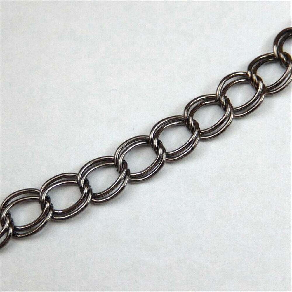 1 Meter Gun Black Iron Double Circle Link Cable Chain for Jewelry Crafting 6*8mm