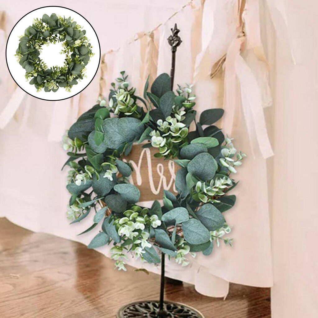 Artificial Eucalyptus Wreath Front Door Greenery Floral Summer Indoor Wall