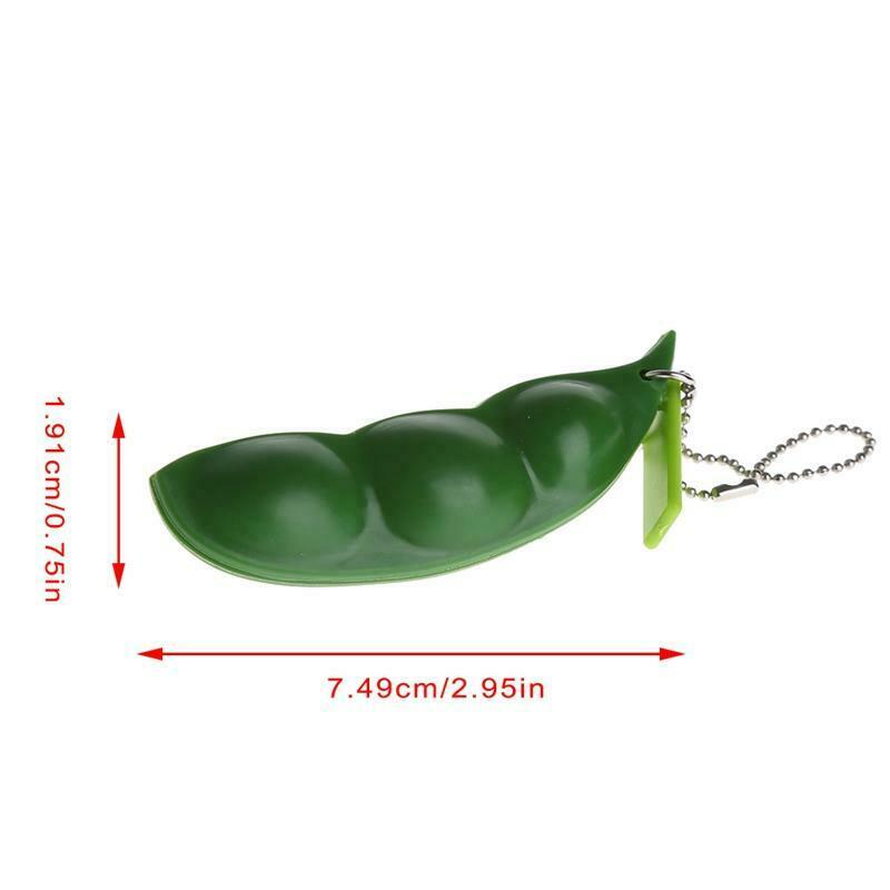 Squeeze-a-Bean Soybean Fidget Vent Toys Stress Relieving Keychain Keyring Gift