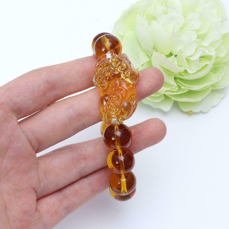 Feng Shui Citrine Gem Stone Wealth Pi Xiu Bracelet Attract Wealth and Good Luck