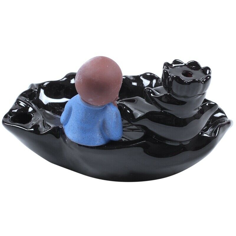 Little Monk Backflow Incense Burner Home Decoration Creative Ceramic Cone WateX6