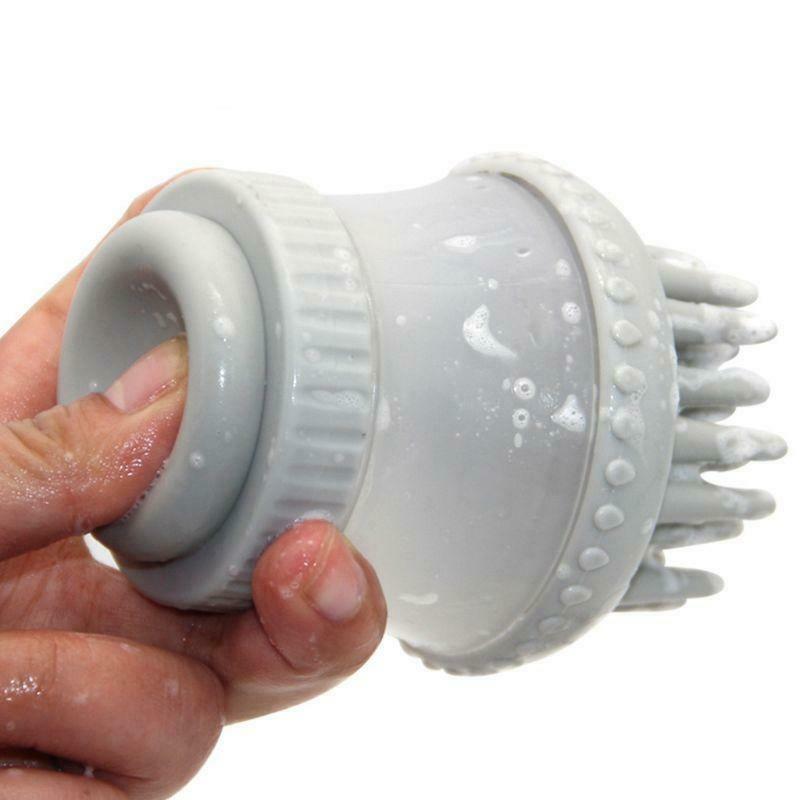 Pet Dog Cat Bath & Massage Brush, Pet Scrubber Shampoo Dispenser Silicone Brush