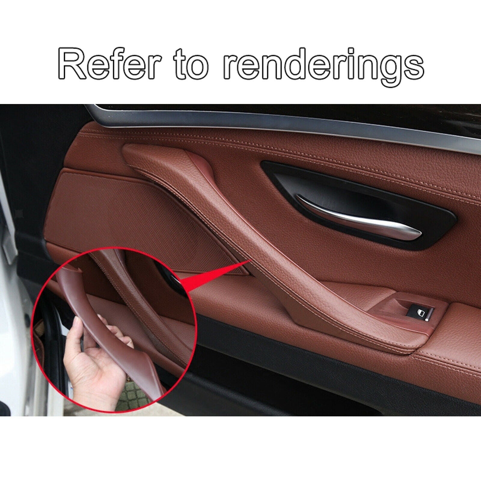 Inner Door Pull Handle Trim Cover Kit For BMW 520i 525i 528i 535i Brown