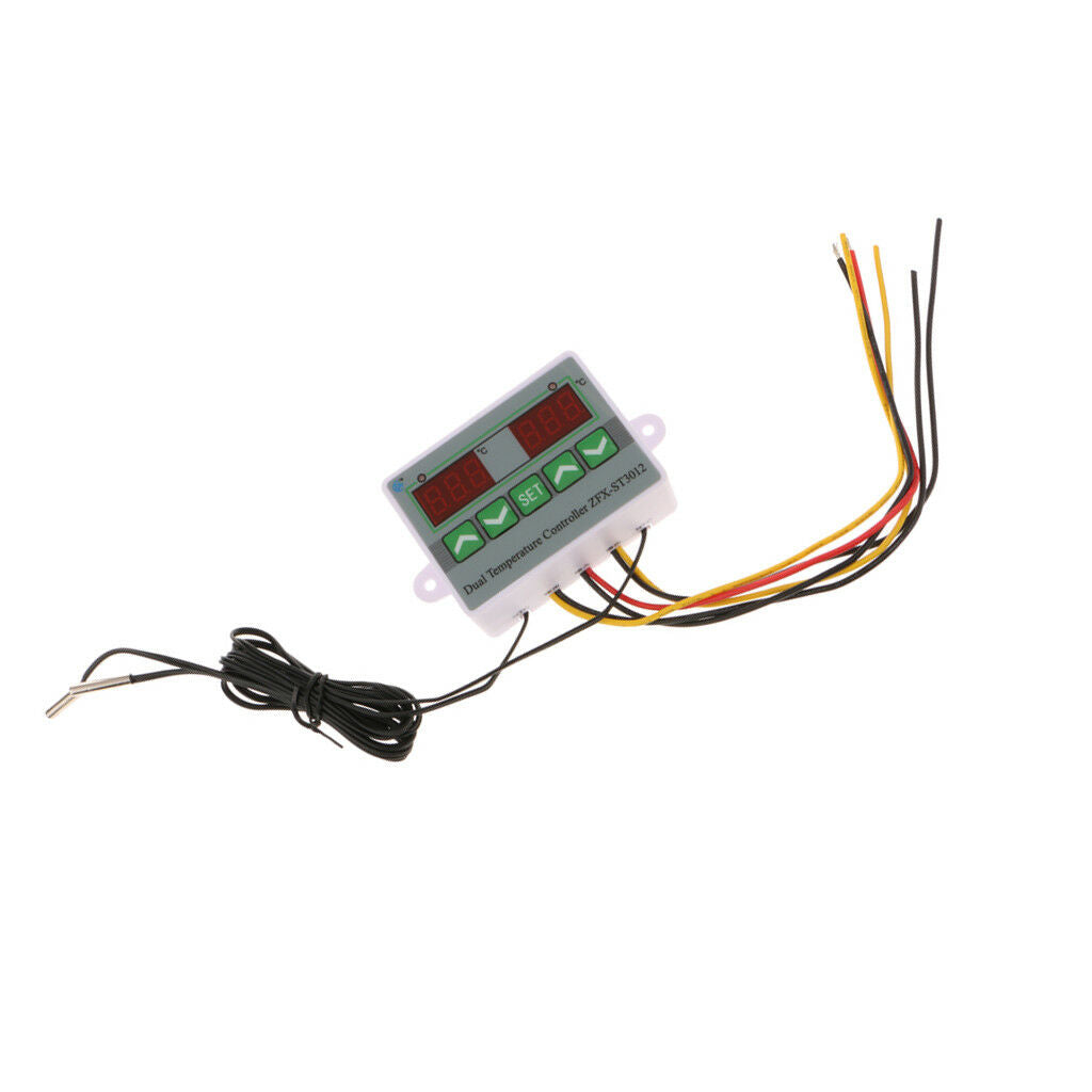 220V Dual Digital Temperature Controller Thermostat With 2Pcs Sensor Probe
