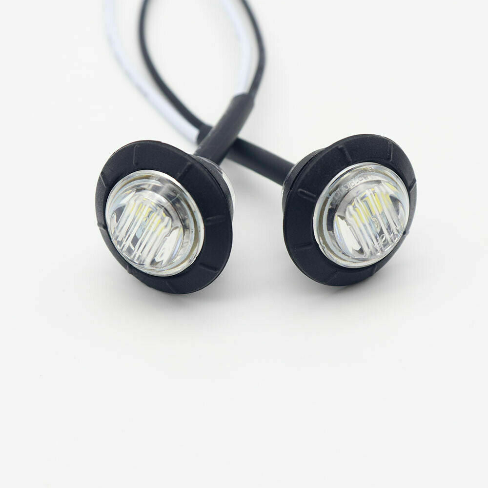 10X Round 3/4" Boat Trailer Truck LED Side Marker Clearance Bullet Light White