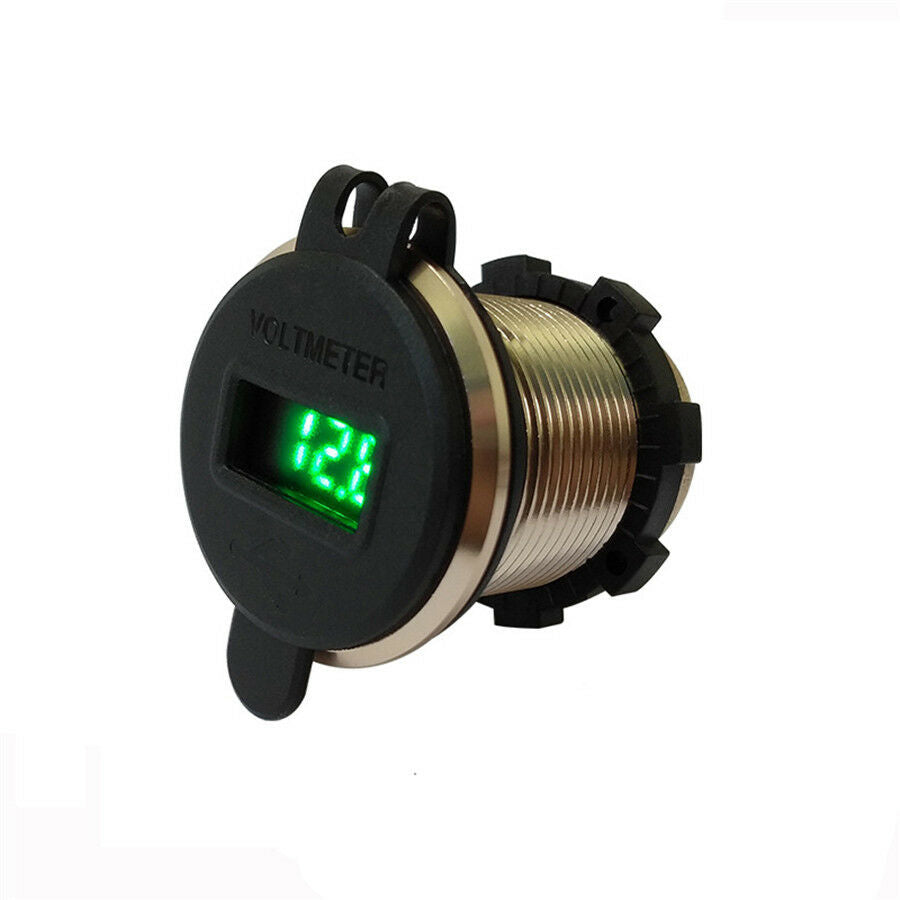 Blue Metal 4.2A Motorcycle Dual USB Charger LED Voltage Digital Display For BMW