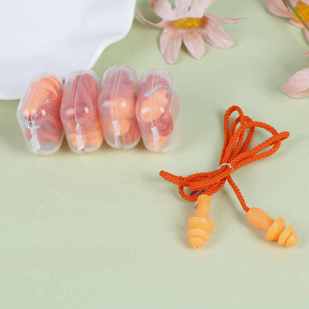 1Pc Soft silicone ear plug reusable hearing protection earplug with cord.l8