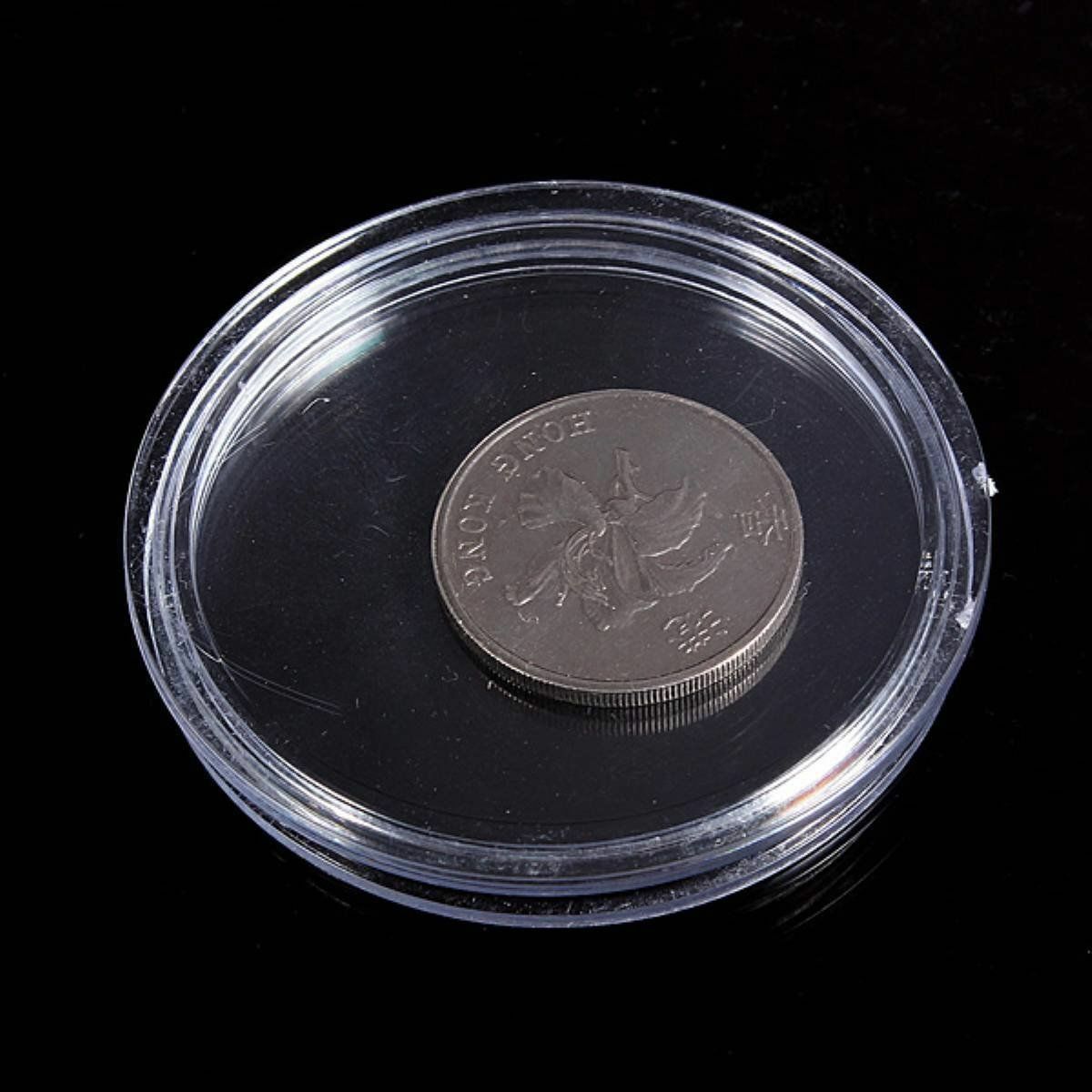 10 pcs Small round transparent plastic coin capsules box 21mm