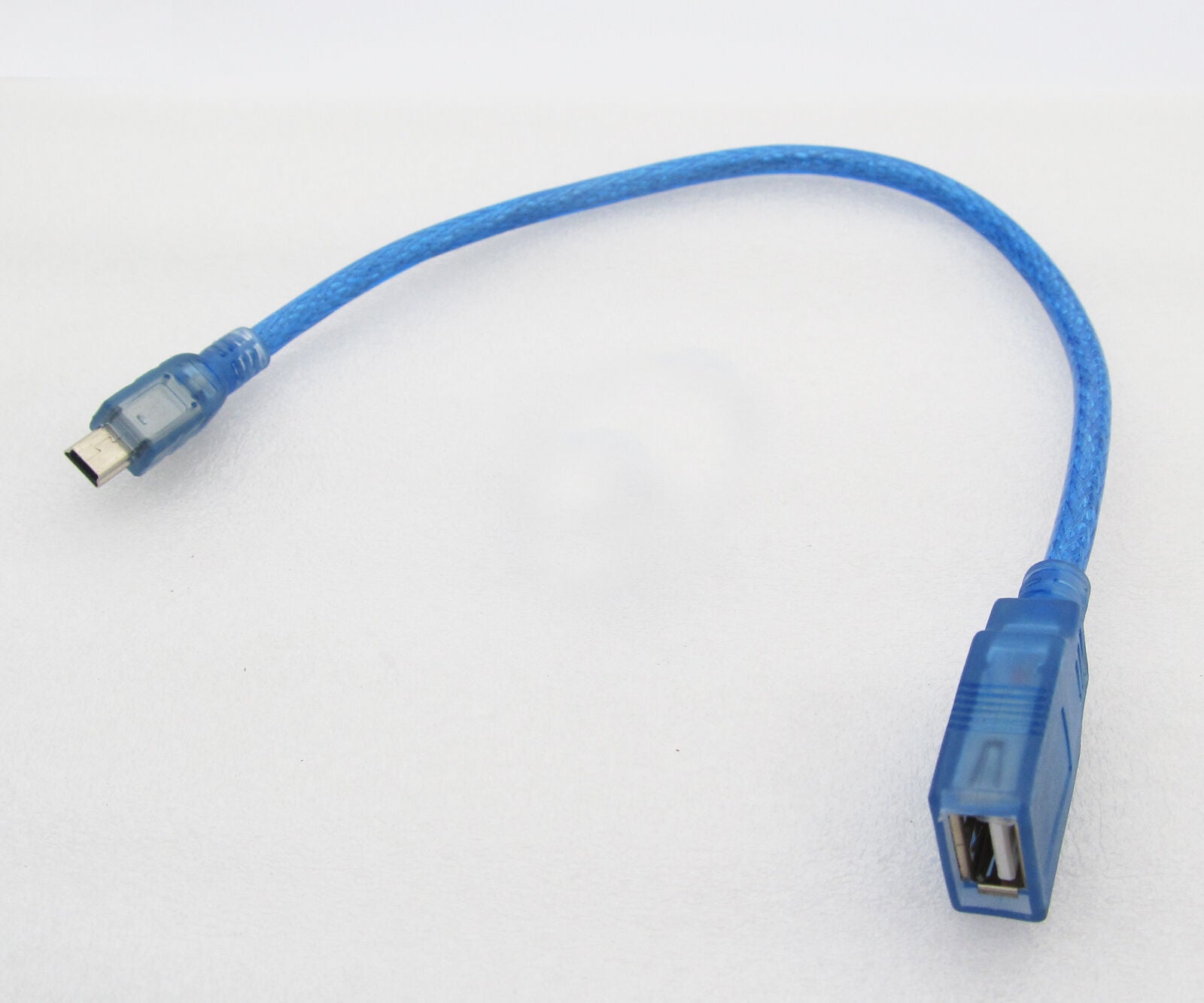 10pcs USB A Female to Mini 5pin Male Convert Data Cable 1ft 30cm Universal Blue