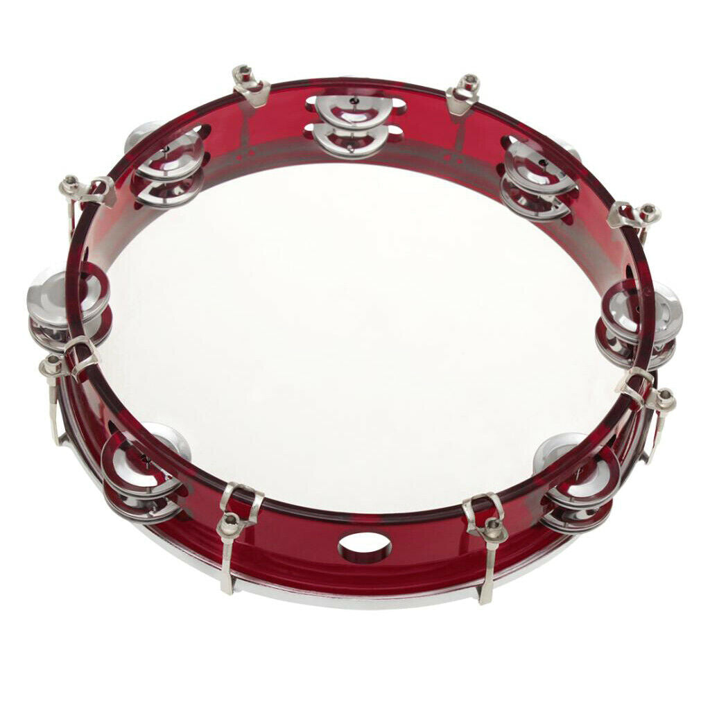10" HANDHELD TAMBOURINE DRUM METAL PERCUSSION MUSICAL EDUCATIONAL INSTRUMENT