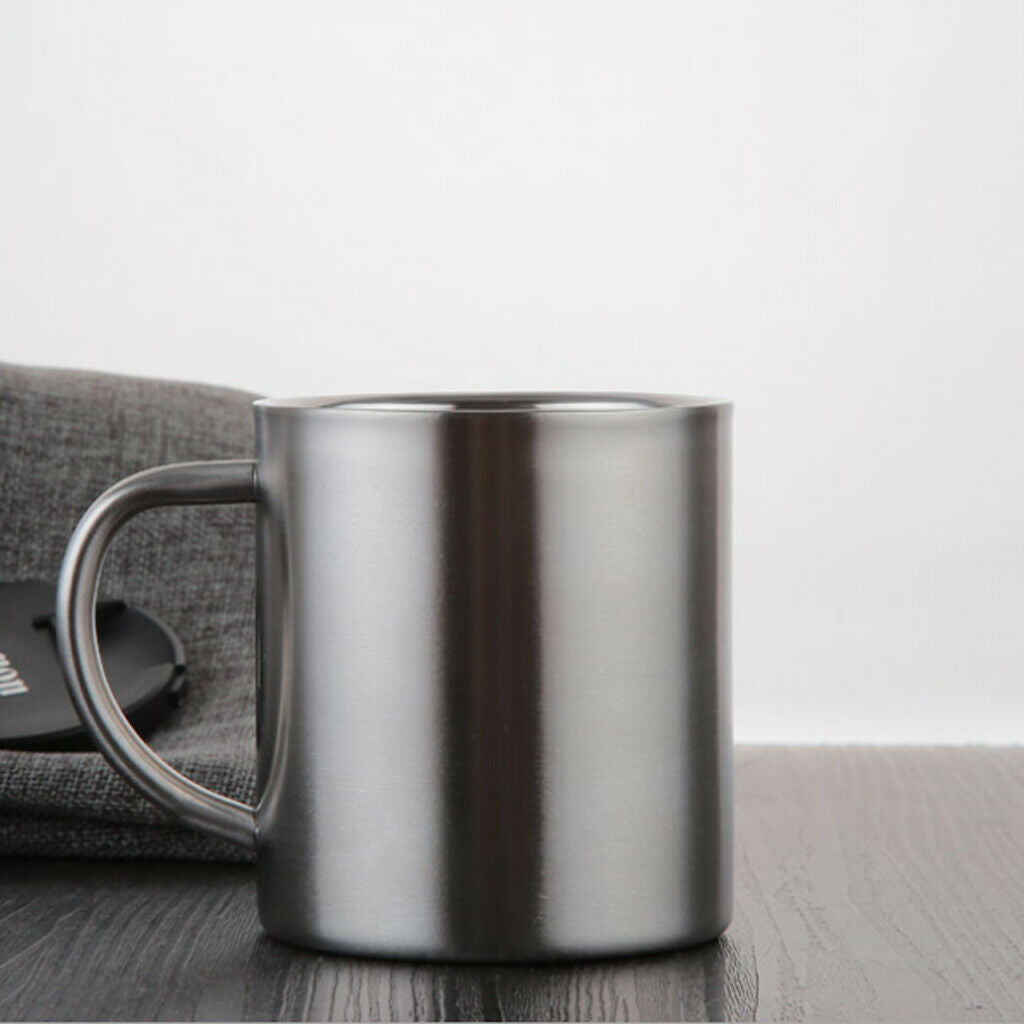 2x Stainless Steel 7.4 Ounce Double Walled Mug Kid's Water Tea Coffee Cup