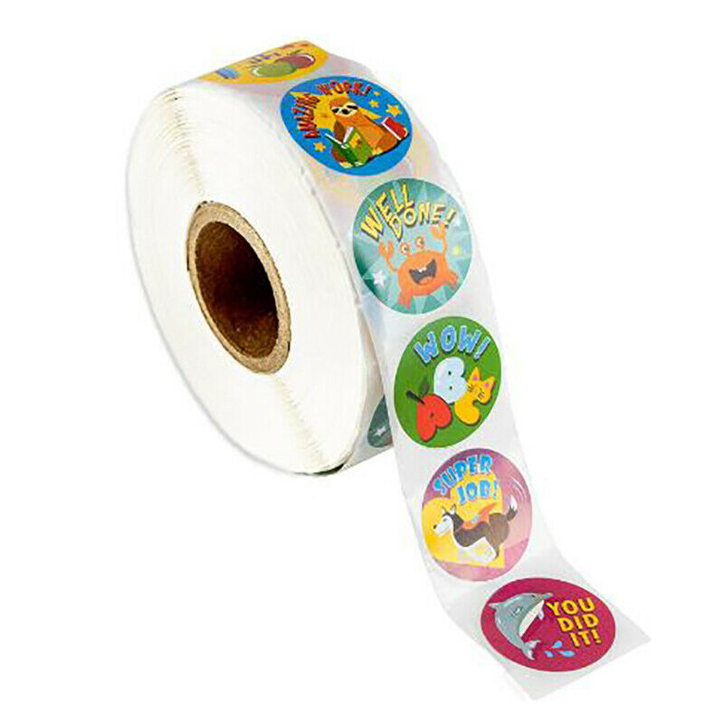 500Pcs/roll Cute Animals Reward Stickers Kids Motivational Students Stick.l8