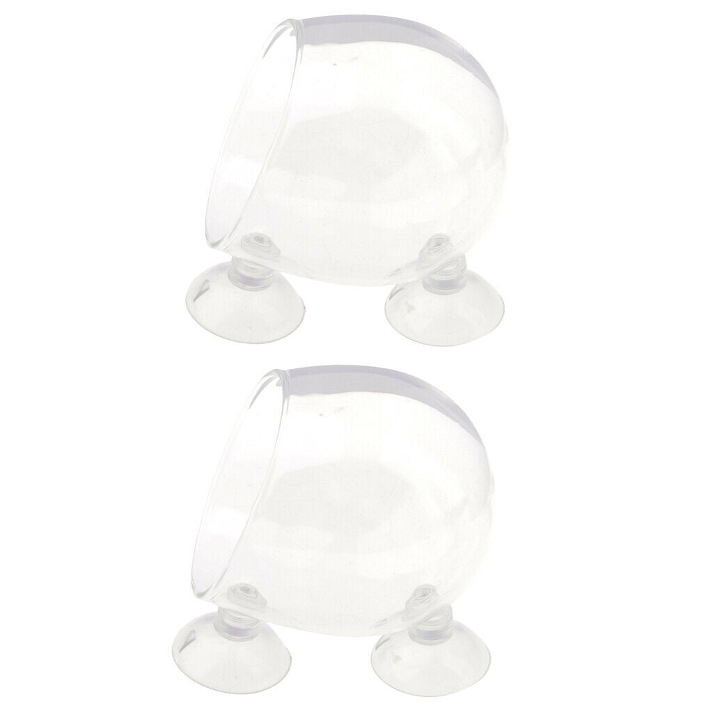 2x   Tank Decoration Aquatic Plant Crystal Glass Planter Wall Suction Cup