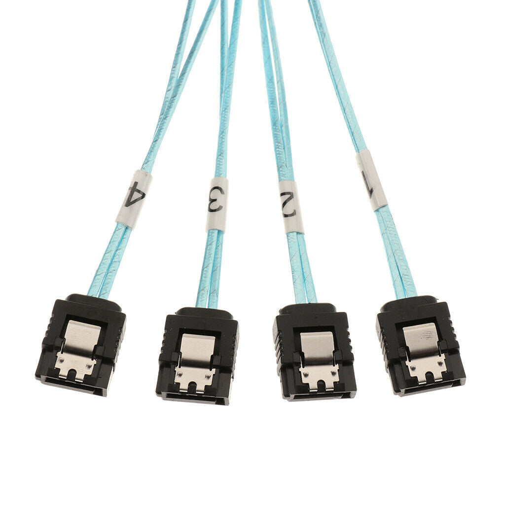 2X SFF 8088 Mini-SAS 26 Pin to 4X SATA Drive Converter Cable with Latch 1M