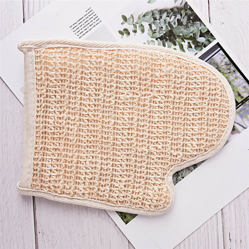 1X exfoliating bath glove natural sisal shower sponge cleansing body scrub.l8