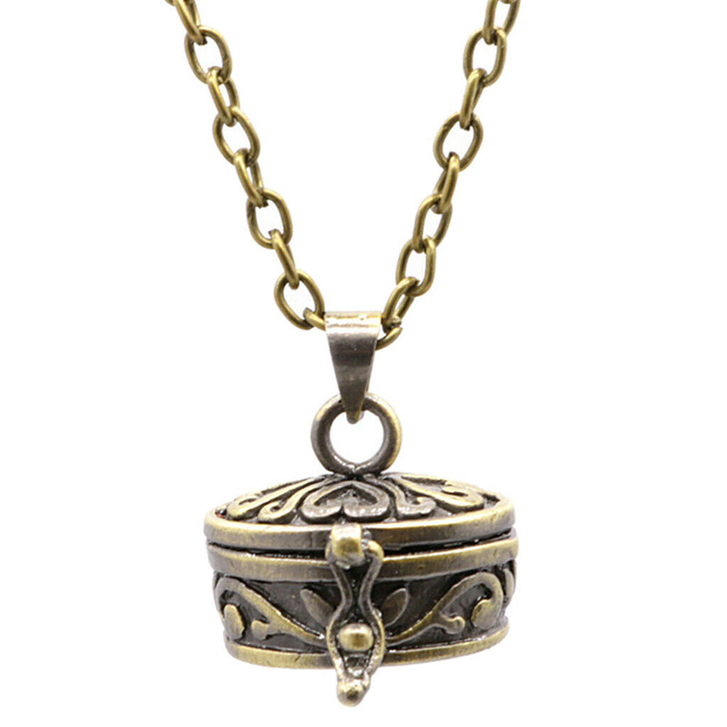 2pcs Brass Cremation Jewelry Ashes Urn Memorial Box Pendant with 50cm Chain