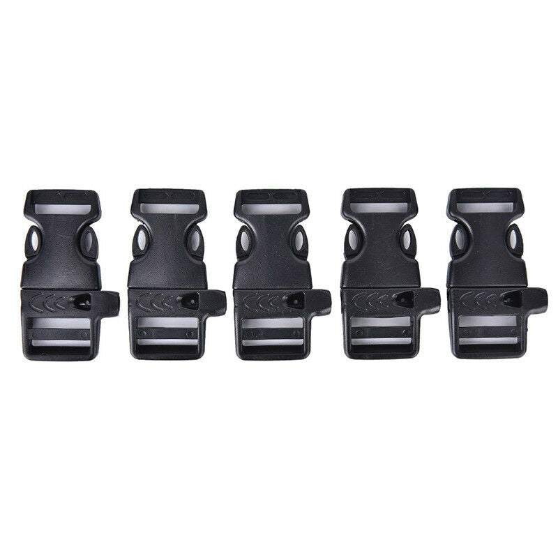 5pcs Survival Whistle Buckle Plastic Curved Side Release Buckles For Parac.l8