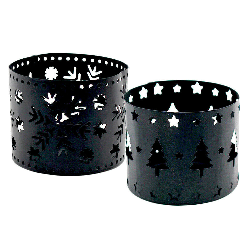 2pcs Christmas Iron Craft Hollow Candle   Candlestick Decoration
