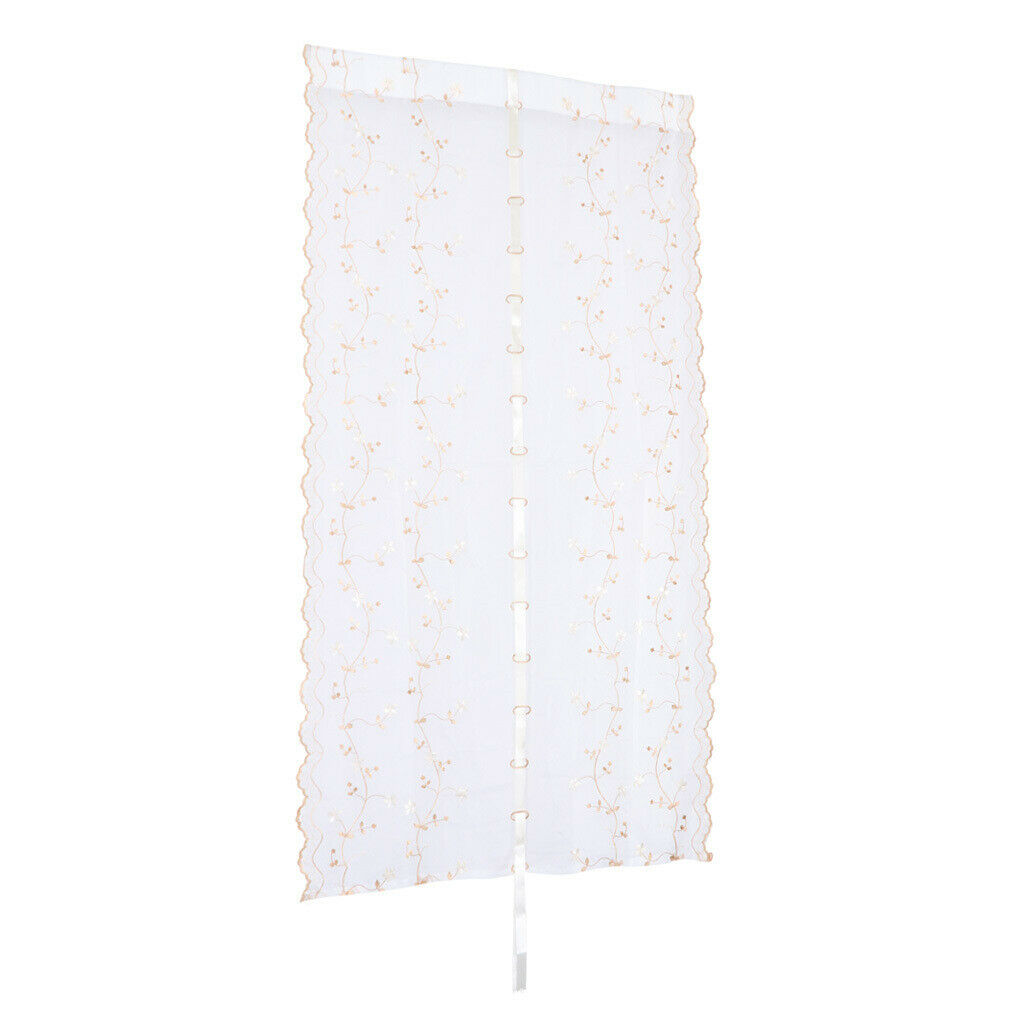 Pastoral Tulle Window Roman Curtain Embroidered Sheer for Home 0.8x2m