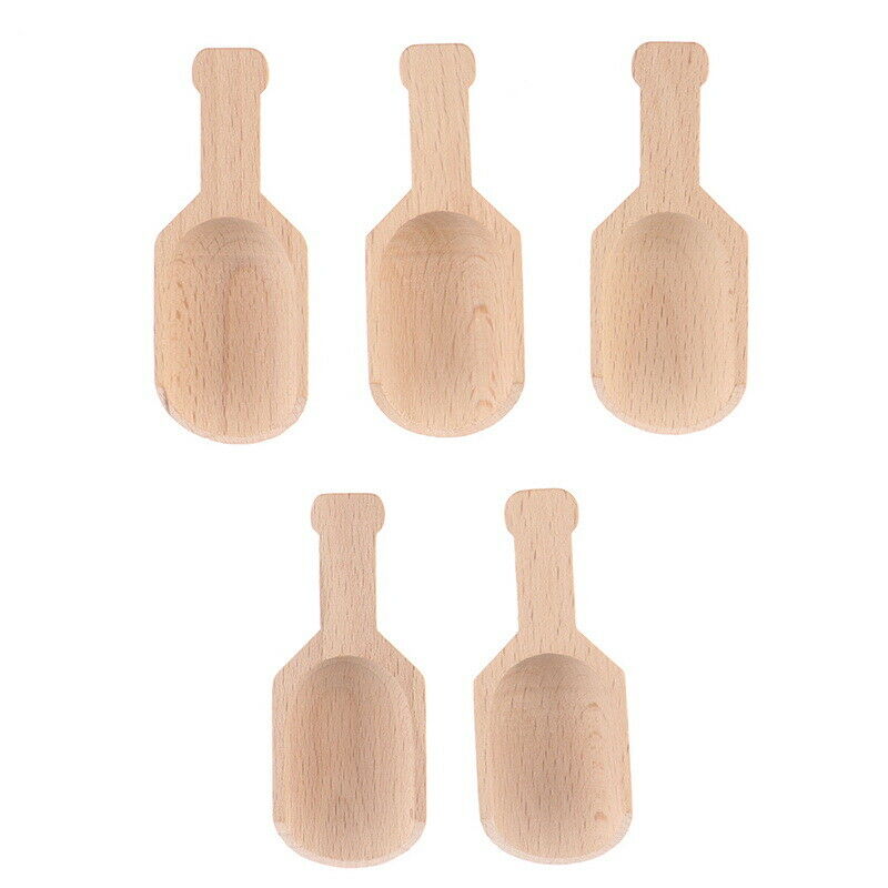5Pcs 8cm Wooden Scoops Bath Salt Spoon Candy Flour Spoon Scoops Kitchen U.l8