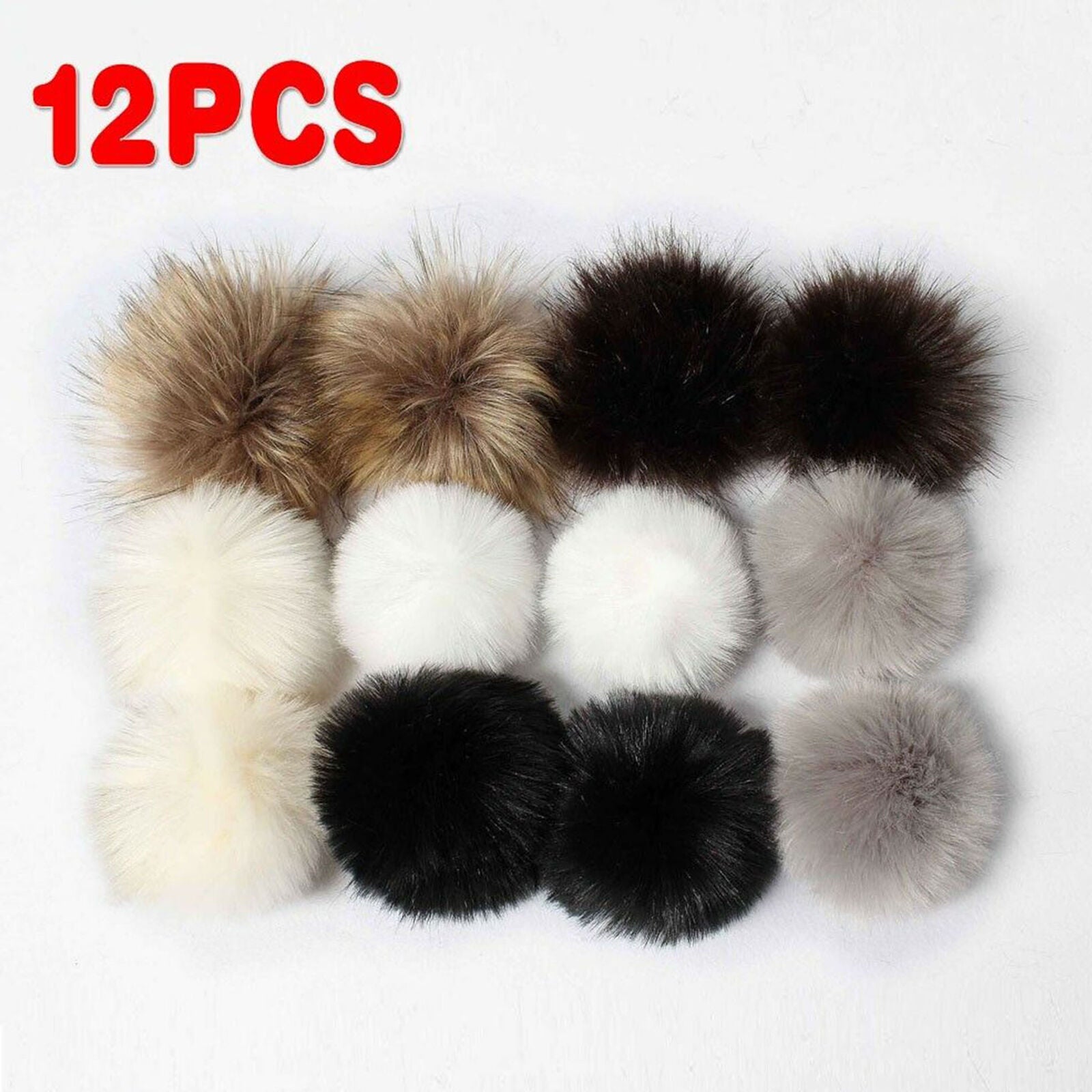 12Pcs/lot Faux Fur PomPom Ball For Hat Bags Keychain Fluffy Ball Pendant