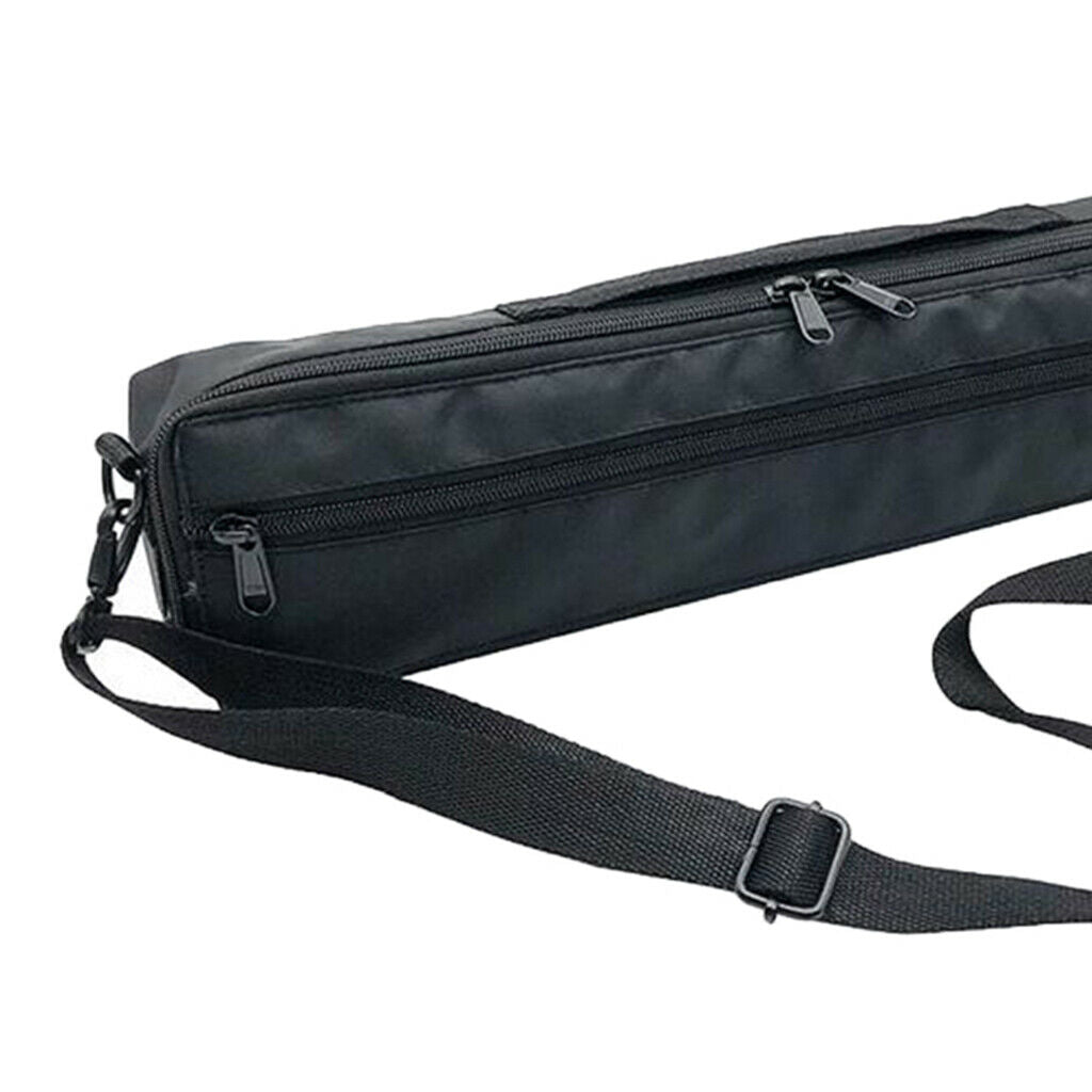 Portable Durable 17 Holes Flute Storage Bag Black Canvas w/ Shoulder Strap