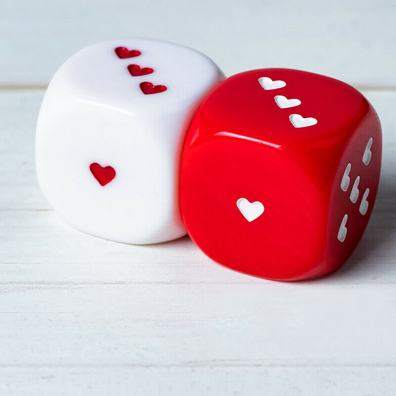 2pcs Acrylic 6 Sided Round Corner Heart-shaped Dice For Bar Party Family .l8