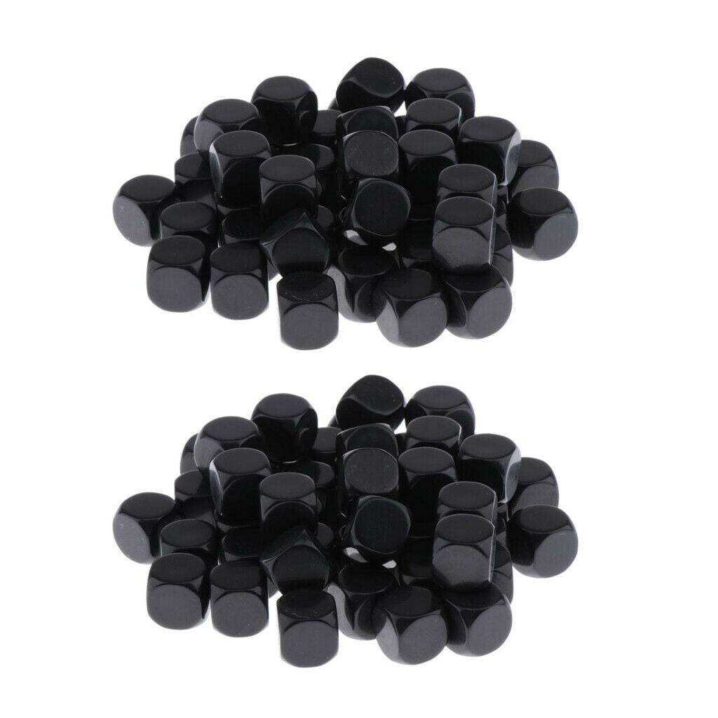 Lots 100 Plastic Black Blank D6 Dice for DND RPG Party Game Casino Supplies