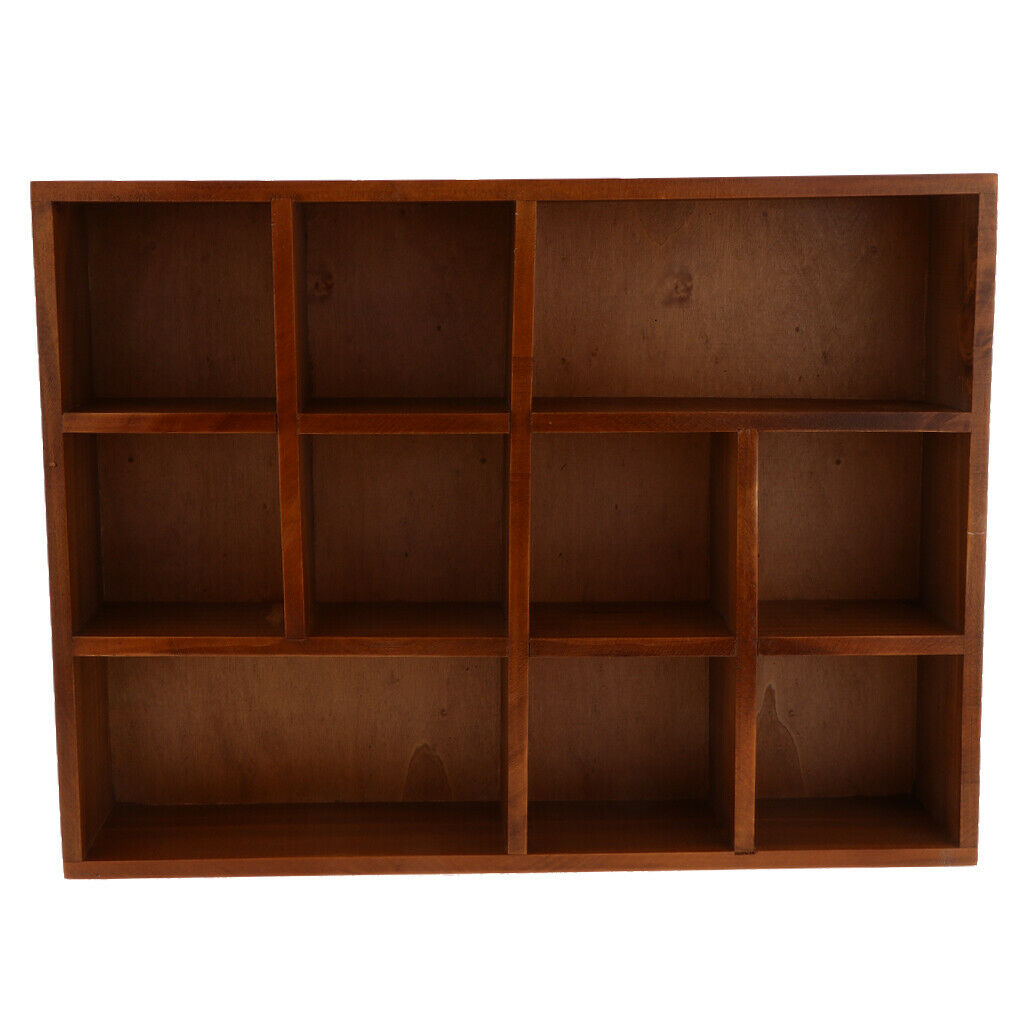 10-Grid Wooden Wall Shelf Photo Ornaments Display Shelves Storage Unit