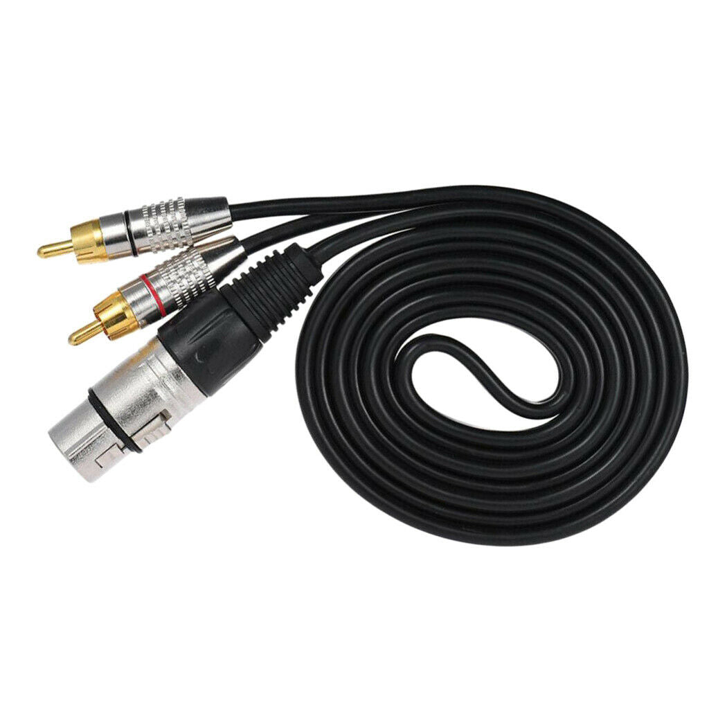2 Pieces RCA Male to XLR 3 Pin Female Jack Speaker Cable Splitter Lead