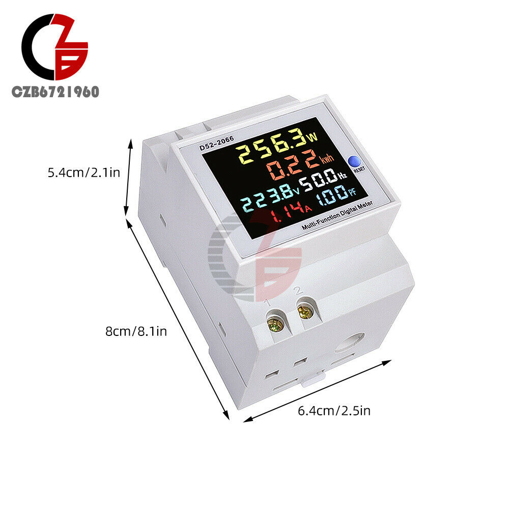 Din Rail Digital Voltmeter Current Watt Kwh Frequency Power Meter AC250-450V
