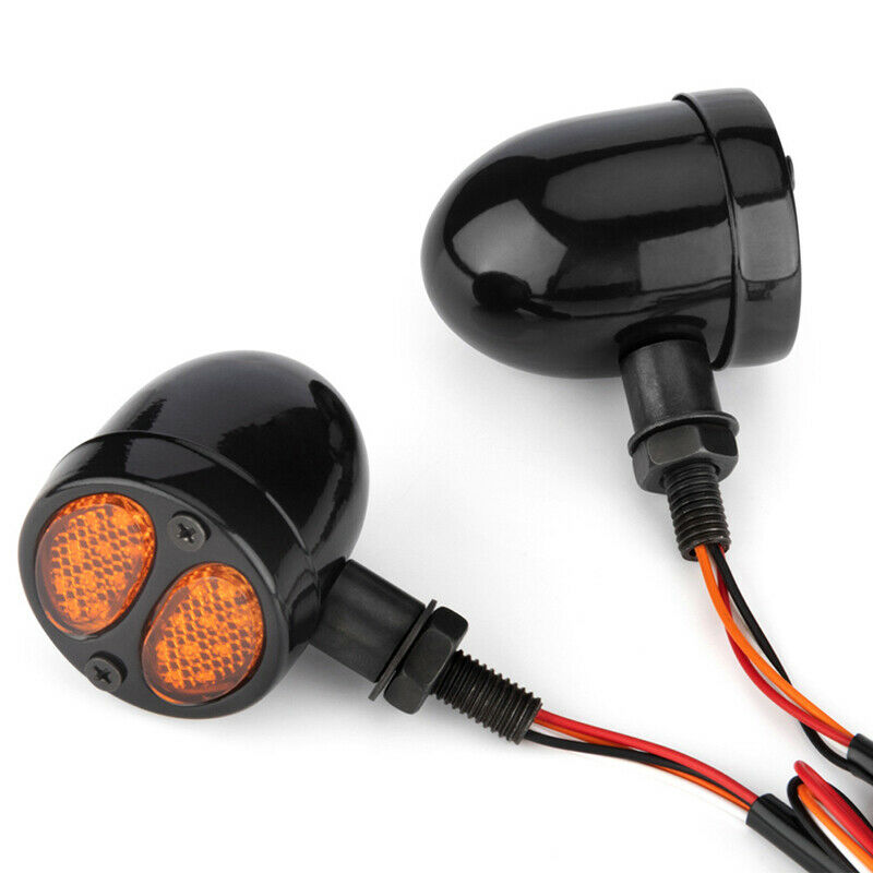 LED Bullet Metal Motorcycle Turn Signal Lights 10mm Amber Lamps M10 For Yamaha
