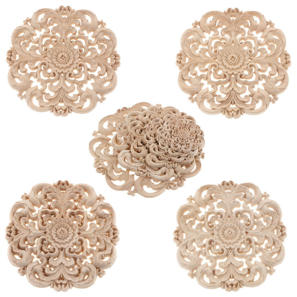 8x Wood Carved Corner Onlay Applique Door Cabinet Unpainted Home Furniture Decor
