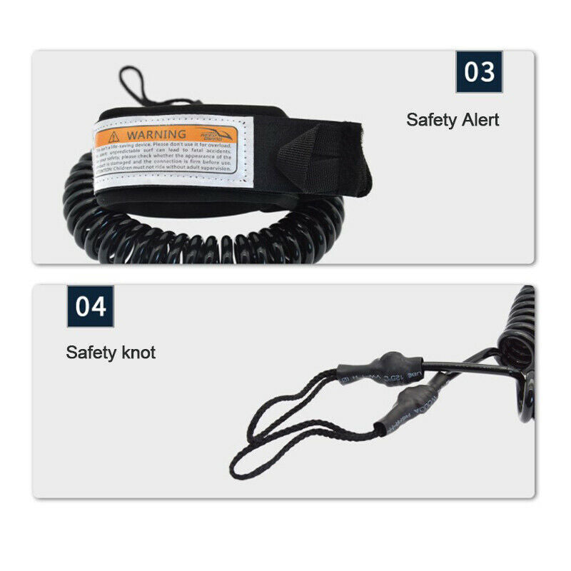 Coiled Surfboard Raft Traction Rope Stand UP Paddle Board Ankle Foot Leg Rope