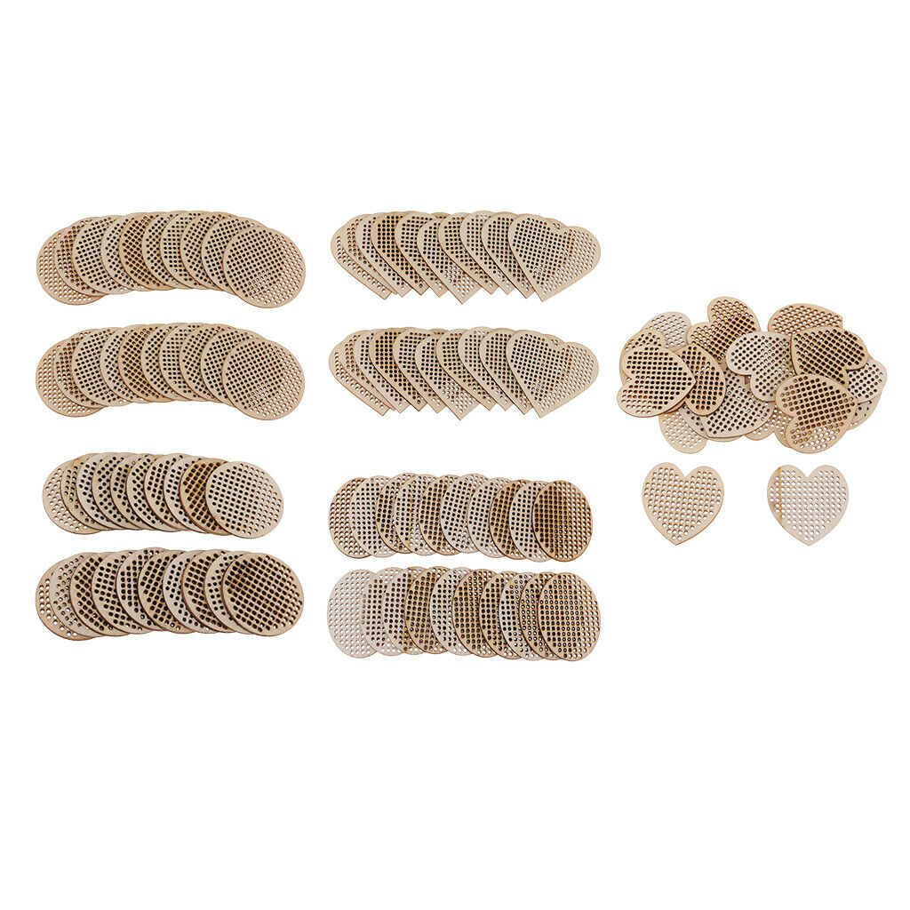 40pc Wooden Cross Stitch Pendant Hanging Decoration Craft Jewelry Making Kit