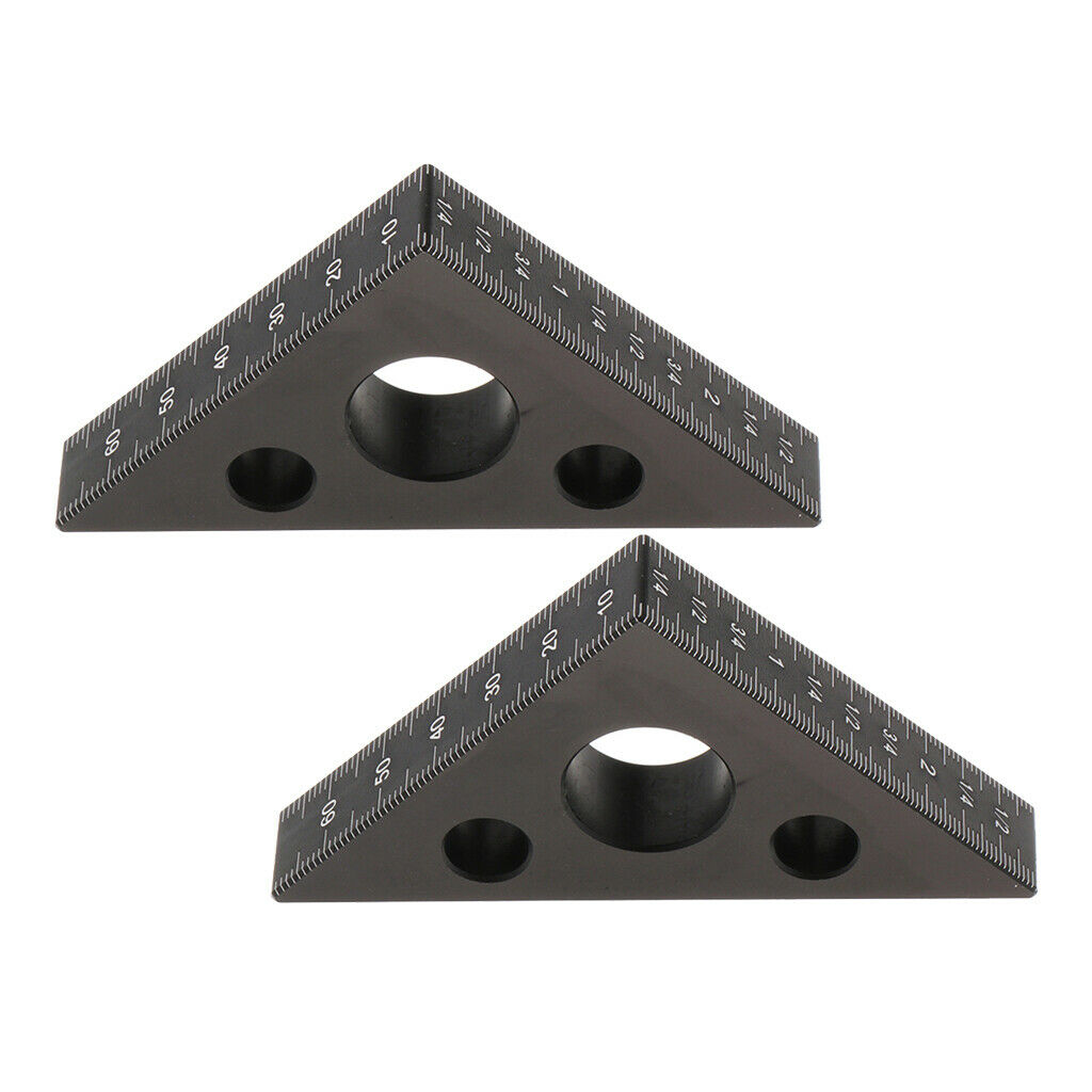 Lots 2 Metric Aluminum Alloy Triangle Square Measuring Easy-Read Black
