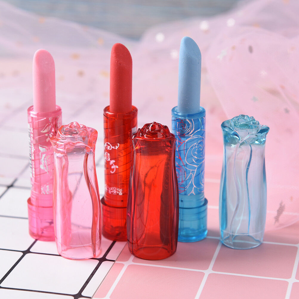 1Pc Stationery Students Lipstick Shape Eraser Rubber Novelty Gift Erase.l8