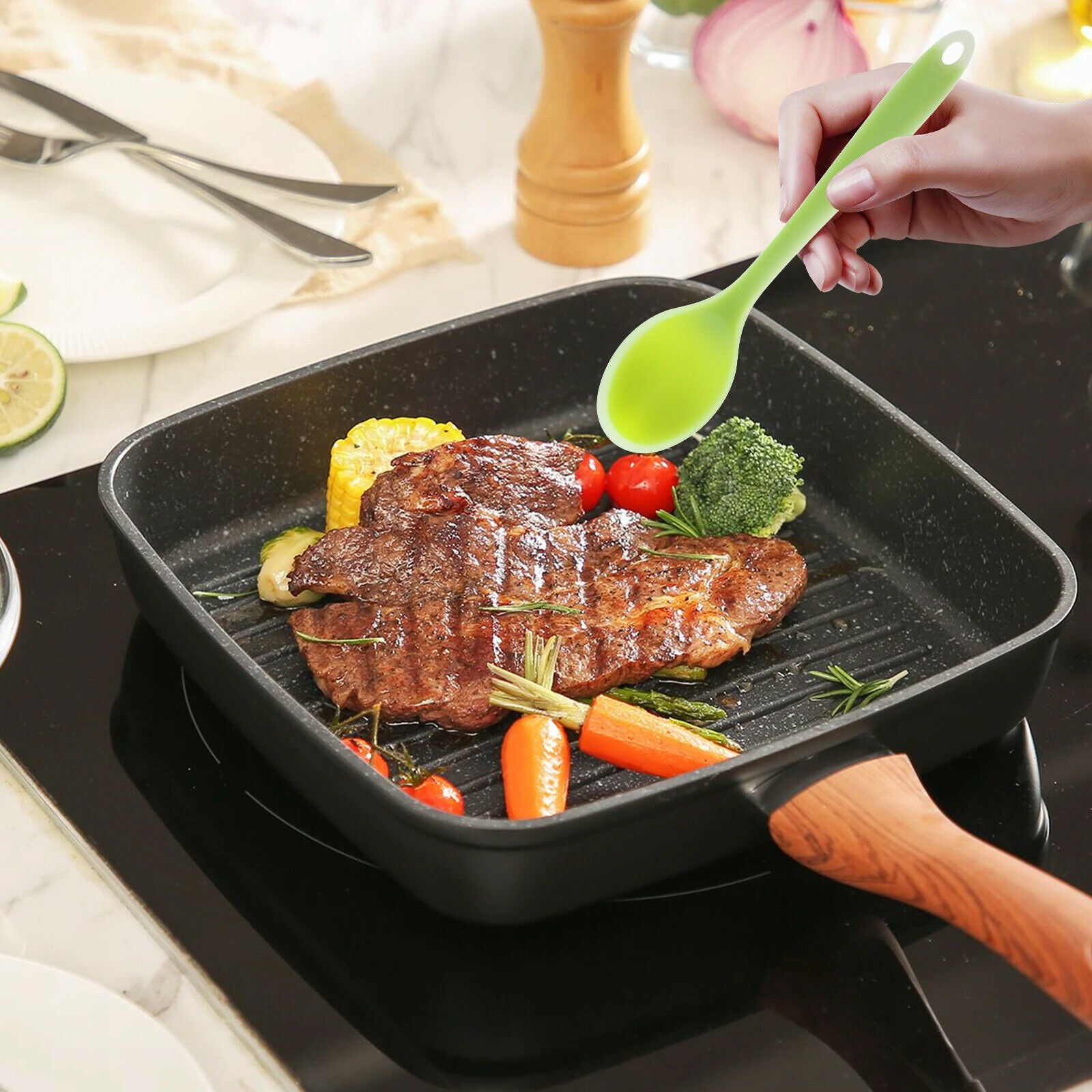 Silicone Spoon Kitchen Accessory Spoon Spice Rice Flour Soup