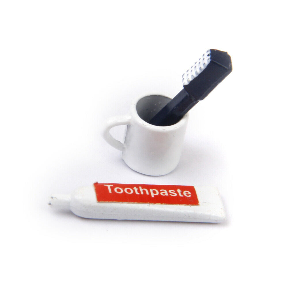 1/12th Bathroom 3Pcs/set Toothbrush Toothpaste Mouth Cup Furniture Set
