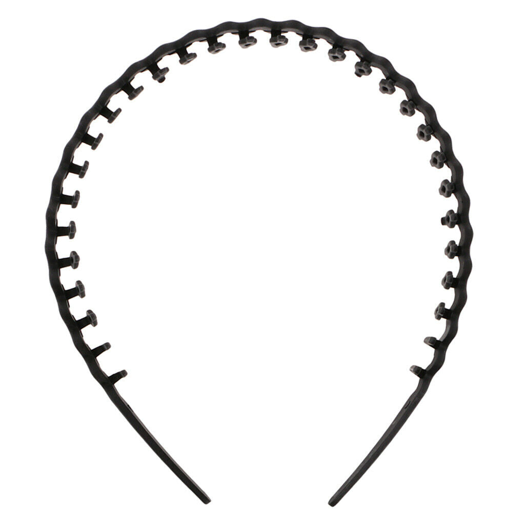 10pcs/set Plain Black Headband No-slip Grip Long