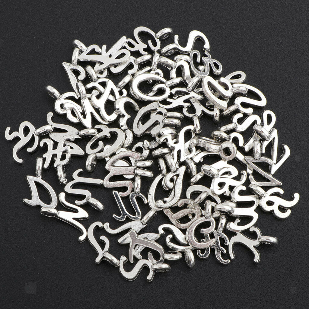 52 Pcs Initial Alphabet Letters Charms Beads Great for DIY