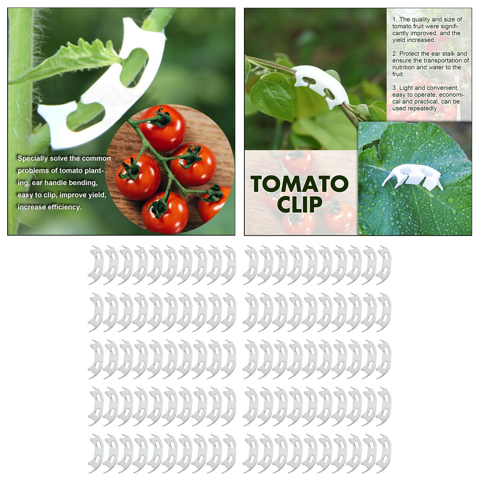 100x Vegetables Tomato Fixing Clips Prevent Bending Support Clamp for Garden