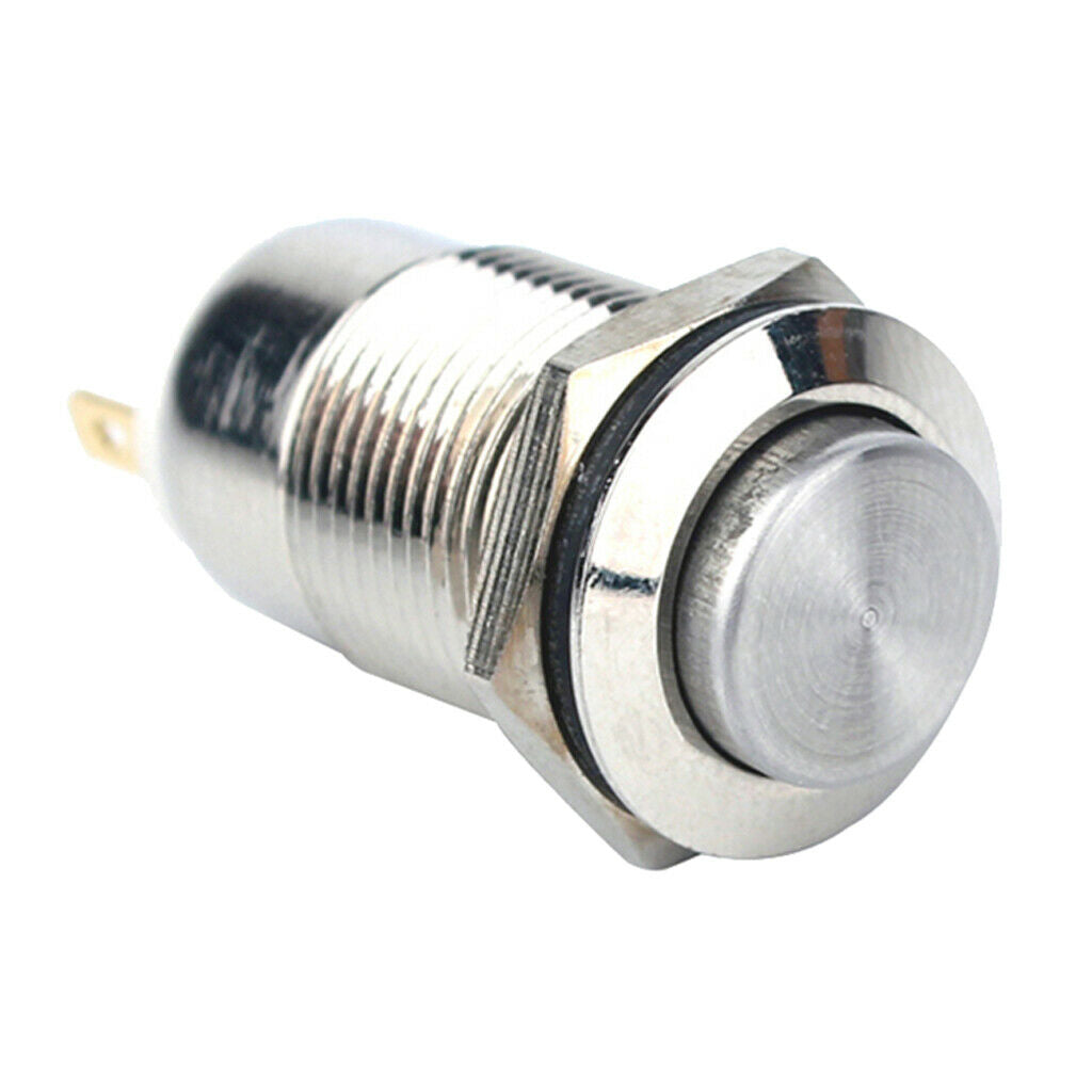 12mm 36V/2A Latching Metal Stainless Push Button Switch ON/OFF Flat 2-pins